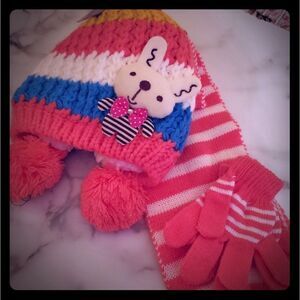 Girl Winter Hat,gloves ,scarf